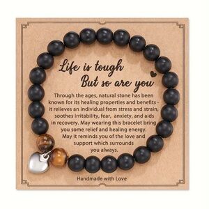 1PC Natural Stone Black Matte w/ Tiger Eye Healing Bracelet